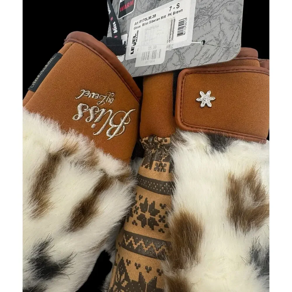 Bliss by Level Mittens Womens Sz S 7 Siberian Mitt Fur Winter Gloves Thermo Plus